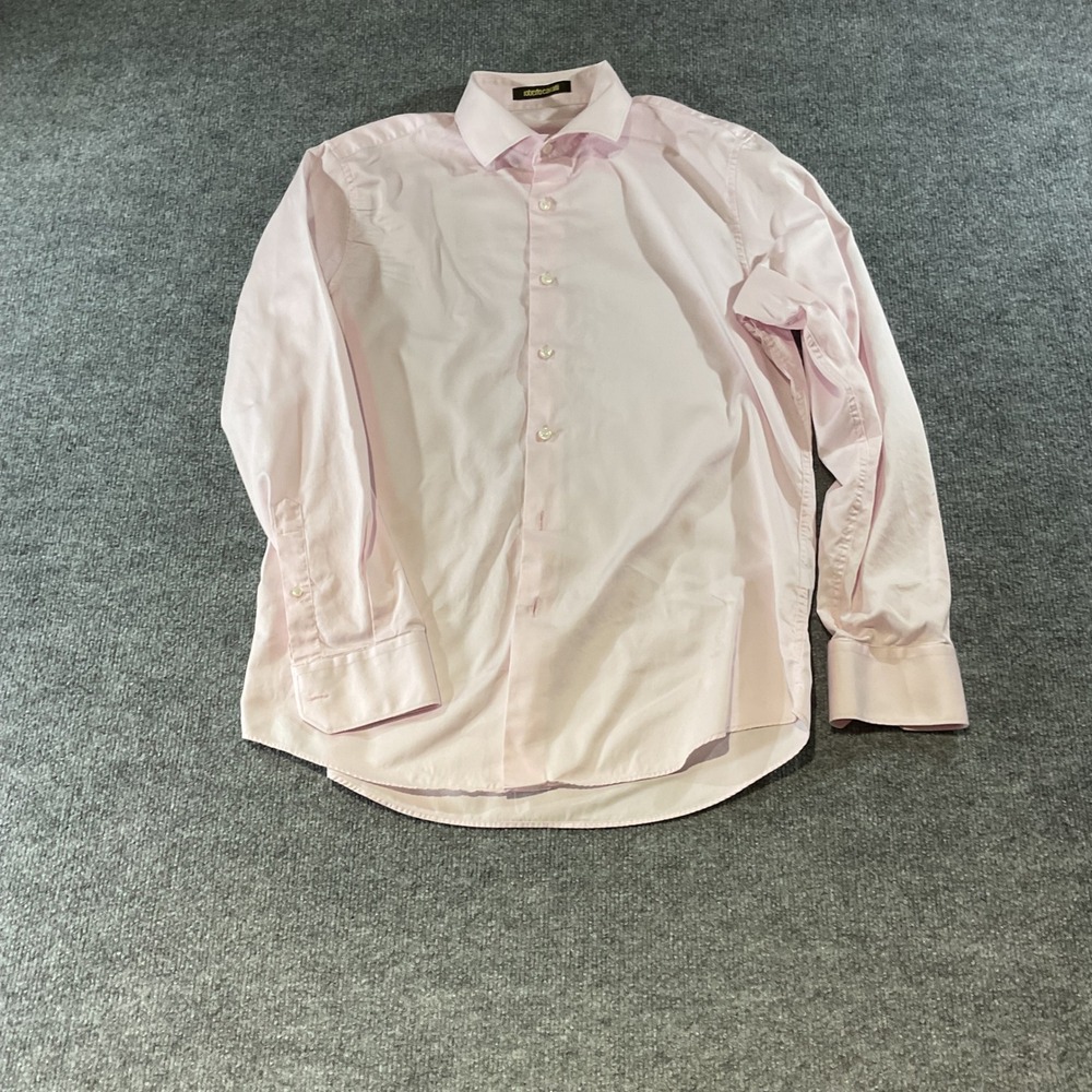 Roberto Cavalli Mens Pink Cotton Button Down Dress Shirt Size 41 16 IT Made